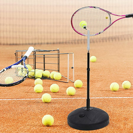 AKOZLIN Tennis Equipment,Tennis Ball Trainer,Practice Training Tool Sport Exercise,Tennis Base with A Retractable Iron and Tennis Rebound Player with Trainer Baseboard 2 Training Ball 